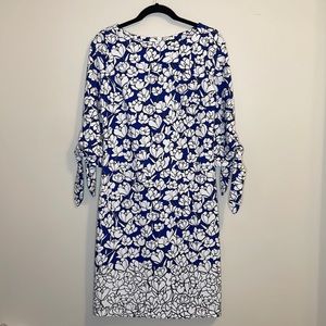 Peach Velvet | Blue and White Floral Dress